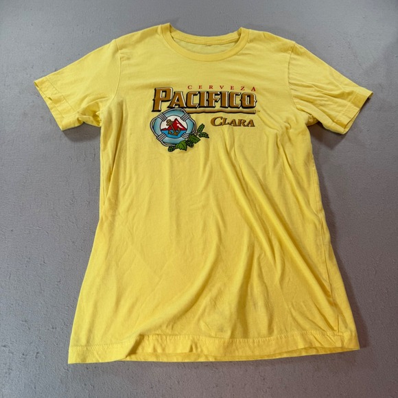 Pacifico Other - Pacifico Clara Cerveza Beer Graphic T-Shirt Yellow Mens Small S Short Sleeve